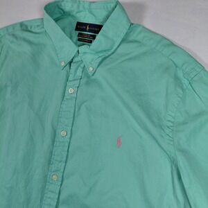Ralph Lauren Classic Fit S/S RL Untucked Button Down Shirt Seafoam Green Mens XL
